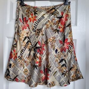 Galliano | Vintage Newspaper Print Silk Skirt Size 32/46